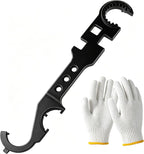 Heavy Duty Multipurpose Wrench with Cotton Work Gloves | Universal Spanner for Auto, Plumbing & Home DIY Repairs