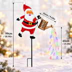 Christmas Solar Watering Can Lights Outdoor - Lighted Santa Claus Kettle Garden Stake Hanging Lantern, Waterproof Xmas LED Landscape Pathway Lights for Yard Lawn Patio Holiday Decor, Christmas Gifts