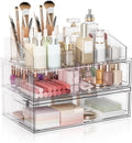 Clear Stackable Makeup Organizer with Drawer, 12''W Acrylic Storage Drawers
