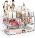 Clear Stackable Makeup Organizer with Drawer, 12''W Acrylic Storage Drawers