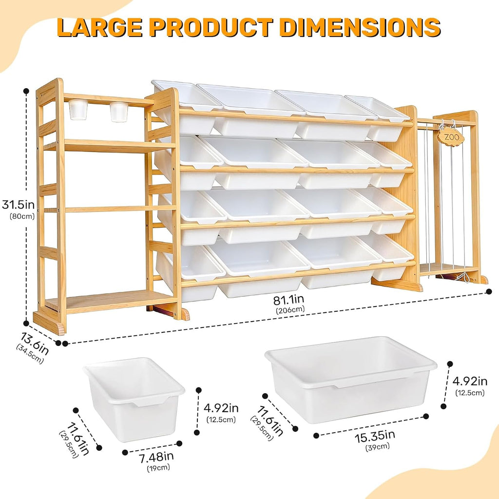 3-in-1 Toy Storage Organizer with Bookshelf (Extra Large 81")