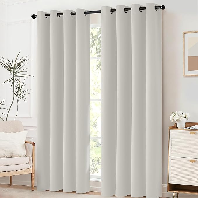 Yakamok Light Beige Curtains for Bedroom, Thermal Insulated Room Darkening - Image 2