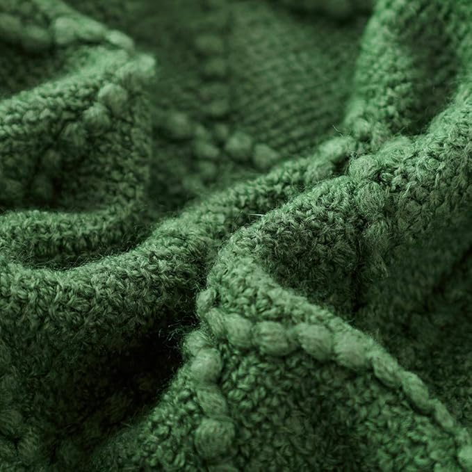 BOURINA Green Throw Blanket 60x80 Inches Throw Textured Solid Soft Sofa Throw - Image 5