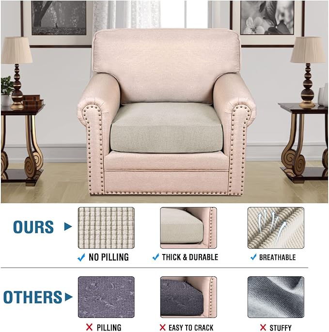 H.VERSAILTEX Stretch Couch Cushion Covers Individual Seat Sofa Chair Slipcovers - Image 2