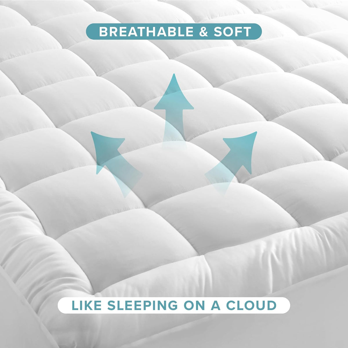 Bare Home Full Mattress Topper Cotton Top (Full, White)