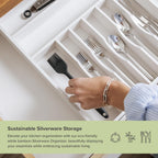Silverware & Utensil Drawer Organizer, 18-33 in, White Bamboo