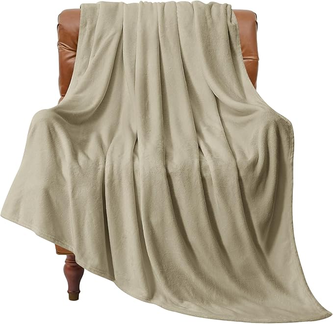 BEDELITE Fleece Blanket Twin Size Oat Linen Throw Blankets by BEDELITE