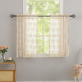 YJ YANJUN Vintage Lace Curtains 30 Inch Length- Cottage Floral Short Beige by YJYANJUN