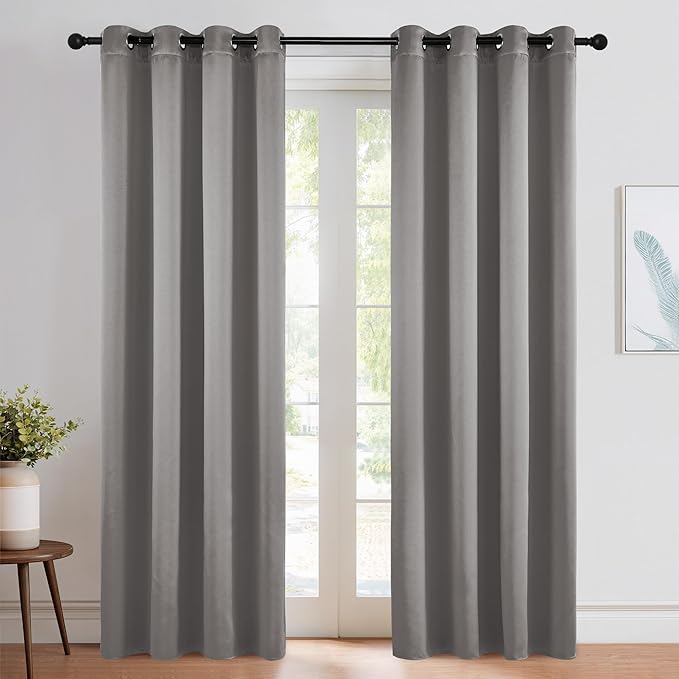 NICETOWN Chrome Gray Blackout Curtains 84 inches Long by NICETOWN