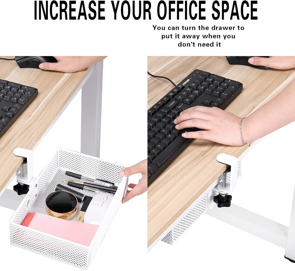 Under Desk Drawer, Clamp on Desk Organizer Hanging Desk Storage Under Table