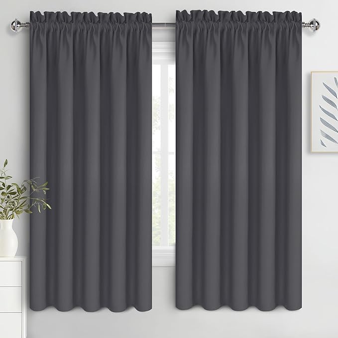 DWCN Bedroom Blackout Curtains 60 x 63 Inches Length 2 Panels Set, Solid by DWCN