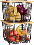 2 Pack Stackable Potato Onion Bins, Pantry Organizers and Storage