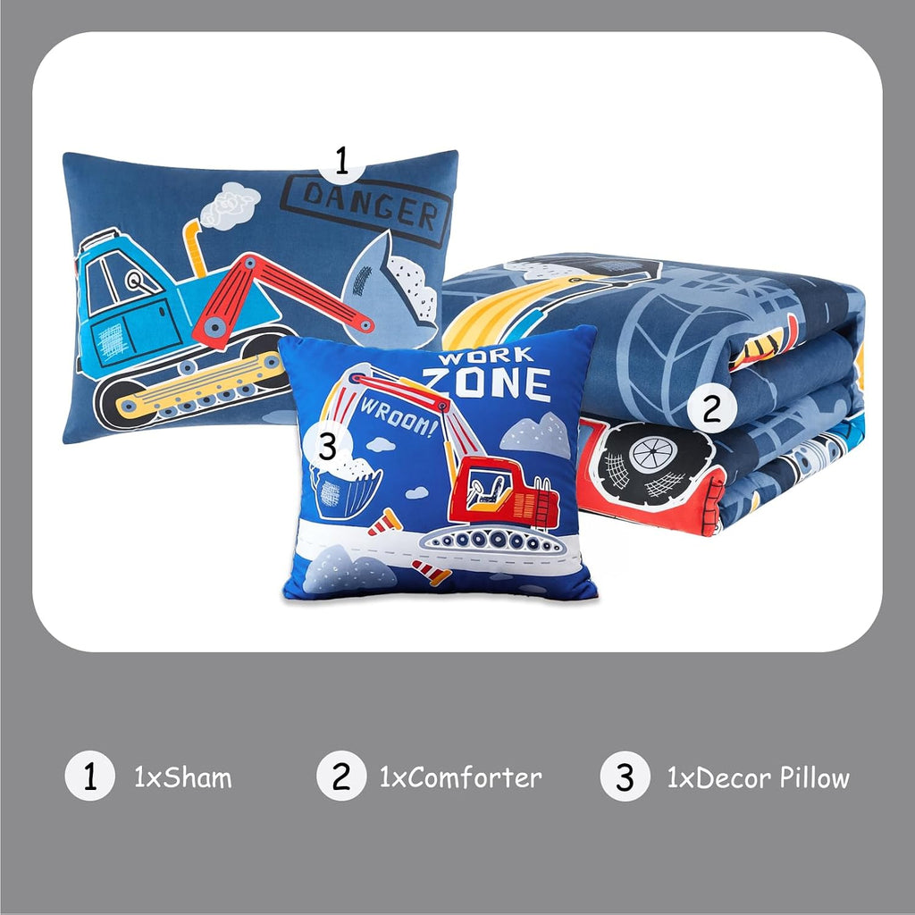 Twin Bedding Sets for Boys - 3 Pieces Truck Bedding Twin Comforter Set