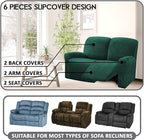 ULTICOR Reclining Love Seat Slipcover, 6-Piece Velvet Stretch Loveseat - Image 2