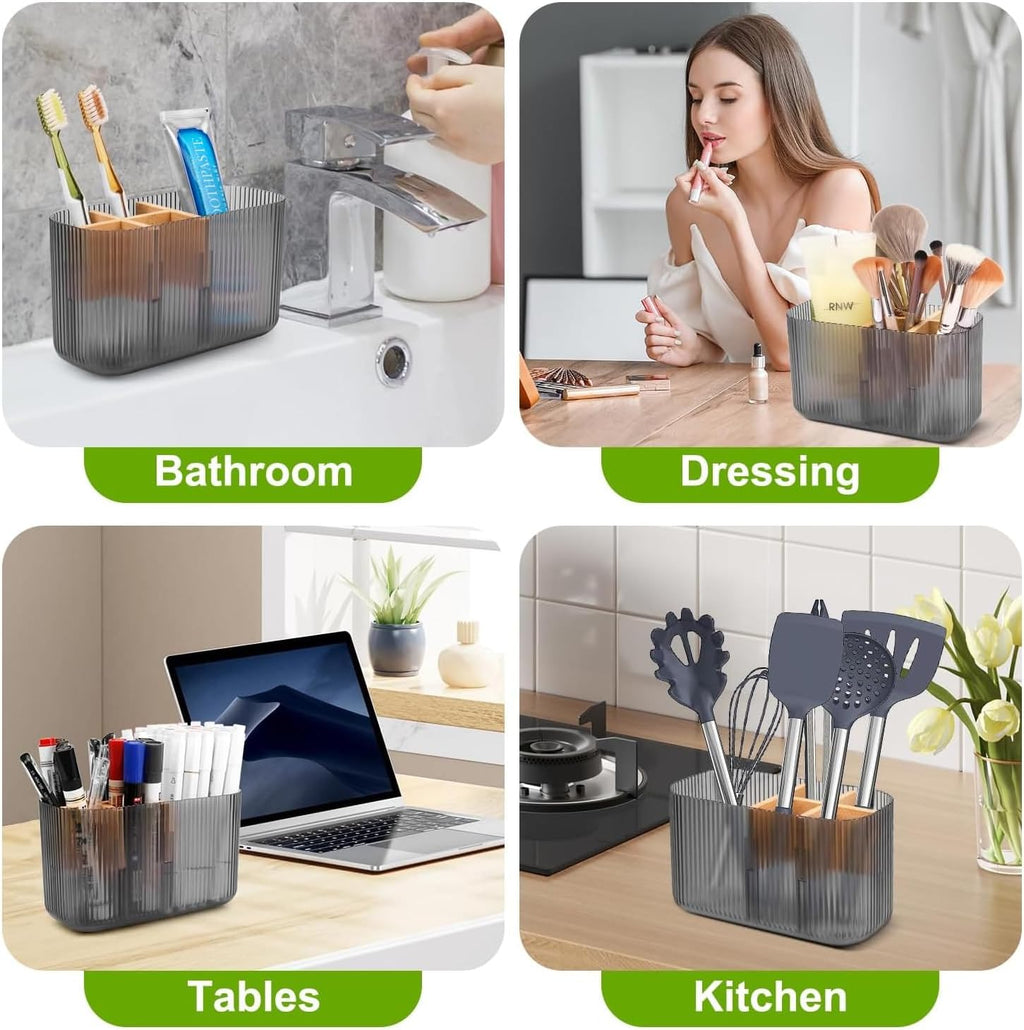 GFWARE Clear Acrylic Toothbrush Holder, 5 Slots Bathroom Storage Organizer