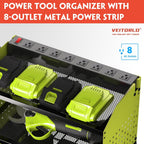 Veitorld Power Tool Organizer with Charging Station, Heavy Duty Modular Wall Mount Rack for Garage & Shed Organization, 4 Drill Holders, Fathers Day Birthday Gifts for Him Men Dad Him Husband(Green)