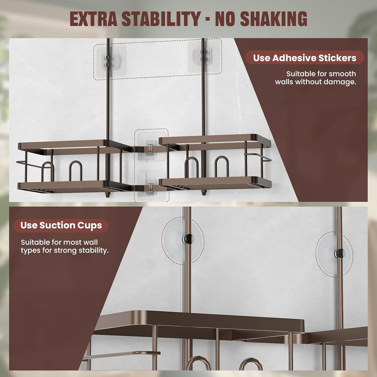 Adjustable Shower Caddy Hanging for Handheld Showerheads, Bronze