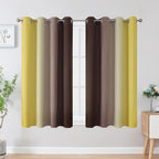 Estelar Textiler Brown and Yellow Blackout Curtains 45 Inch Length, Full Light - Image 2