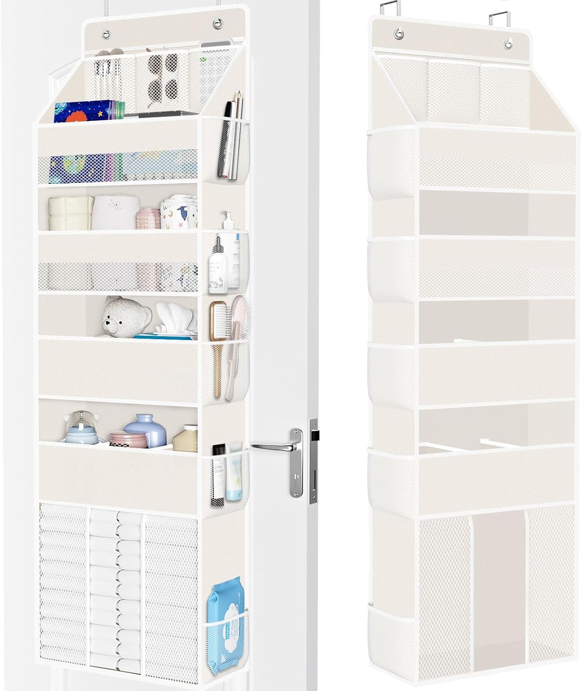 WISELIFE 5-Tier Over the Door Organizer for Nursery Hanging, Gray