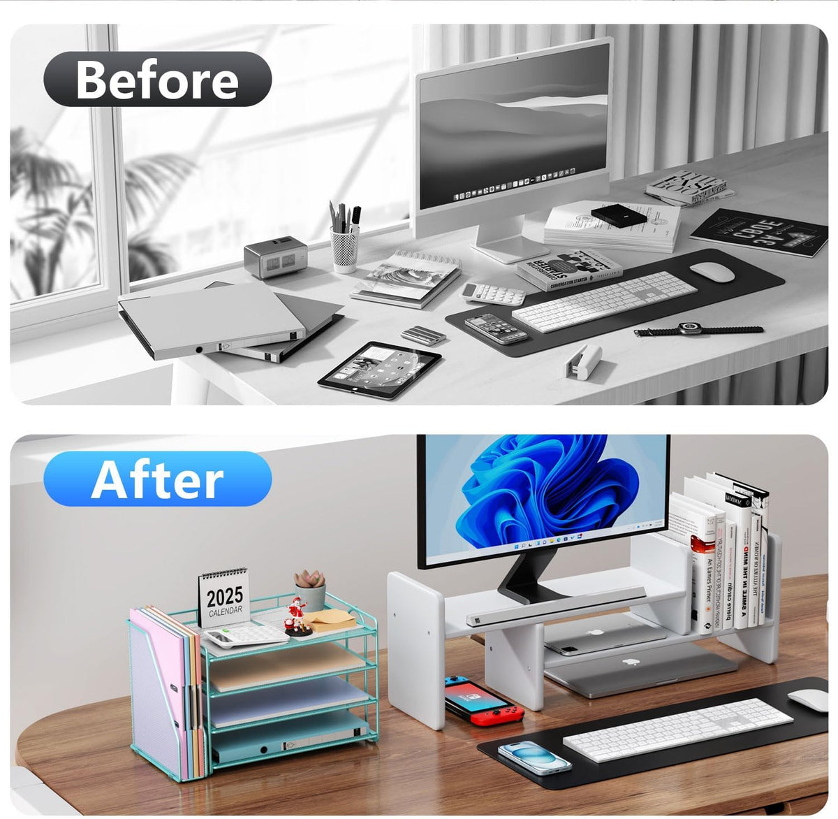 gianotter 4-Tier Paper Organizer With Magazine Holder