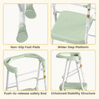 HBTower Kids 2 Steps Step Stool, Foldable Toddler Tower with Safety Railing