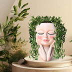 Head Planter Pot, Face Flower Pots with Drainage Resin Cactus Planter