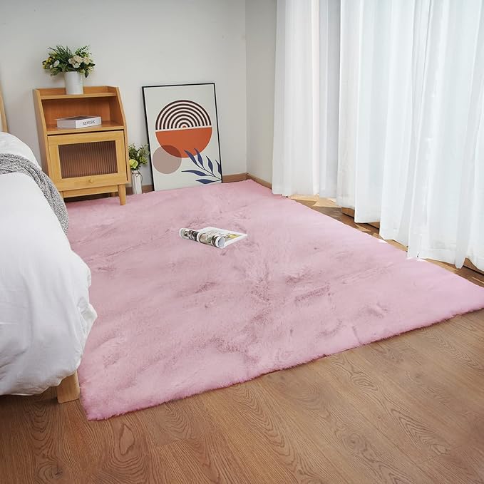 Ghouse Ultra Soft Faux Rabbit Fur Rug 5x8, Machine Washable Area Rugs - Image 2