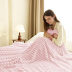 HIMEET Pink Ribbed Queen Size Blanket - Image 7