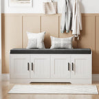 Homleke Shoe Storage Bench, 4 Doors & Thickened Padded Seat Cushion