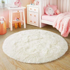3'x3' Cream Round Rugs for Girls Bedroom, Ultra Soft Fluffy Circle Rug for Kids - Image 7
