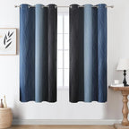 Estelar Textiler Navy Blue and Black Ombre Blackout Curtains 63 Inches Long - Image 2