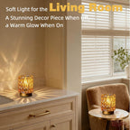 Battery Operated Table Lamp Timer, Small Cordless Lamps Decorative, 2 Amber