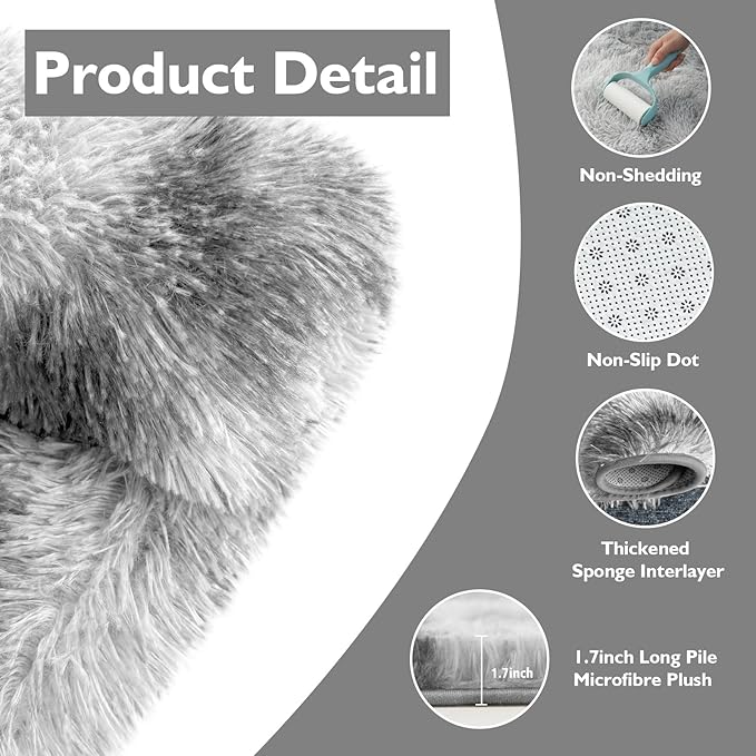 Shag Area Rug for Bedroom 3x5, Fluffy Area Rugs for Living Room, Soft Fuzzy Rug - Image 3