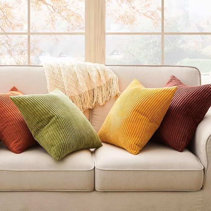Topfinel Fall 20x20 Set of 4 Couch Decorative Pillow Covers, Modern Burnt - Image 3