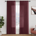 Nanspring Burgundy Linen Curtains 80 Inch Length by Nanspring