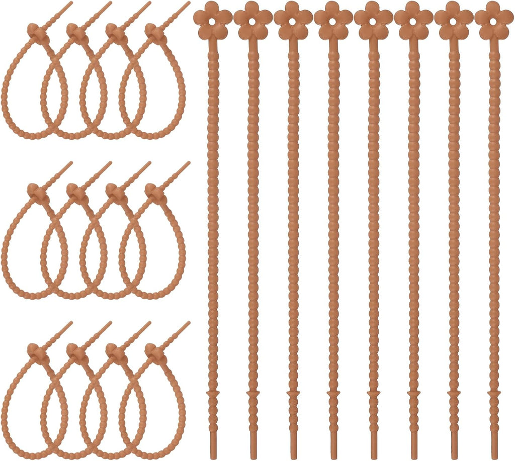 uxcell Silicone Cable Ties 20Pcs Reusable Zip Ties Light Brown