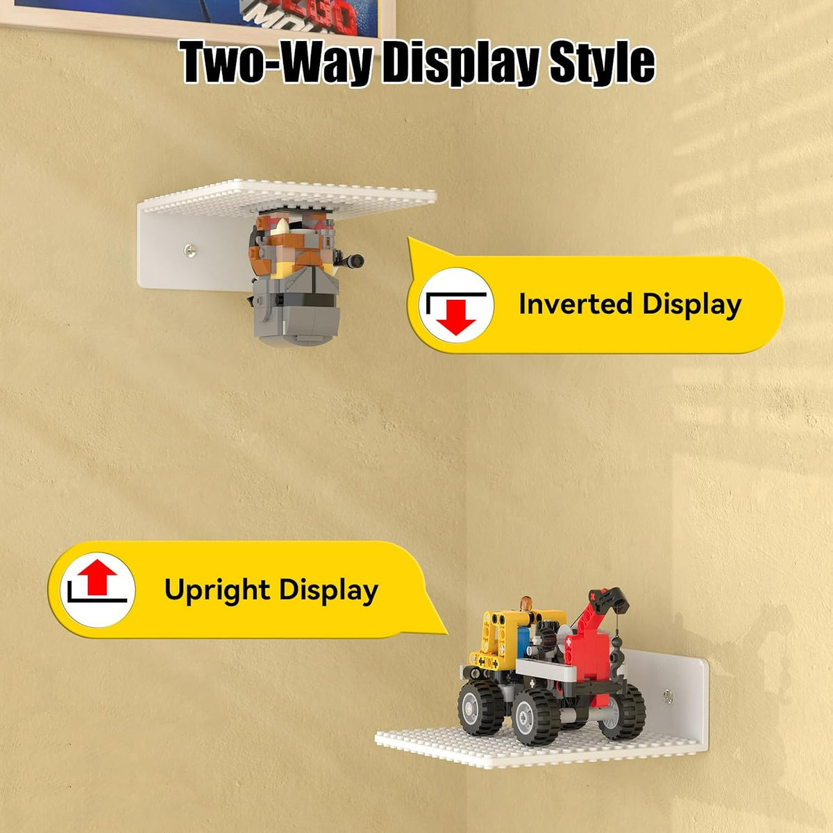 BlissBox 12Pack Floating Shelves for Wall Compatible with Lego Bricks,White