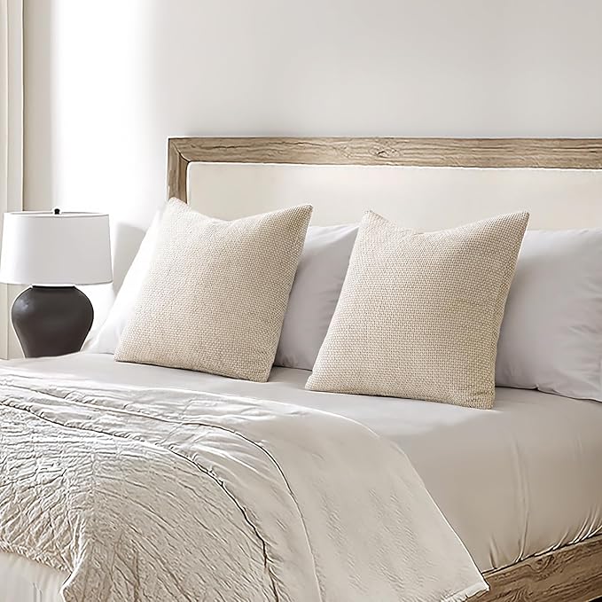 MIULEE Pack of 2 Couch Throw Pillow Covers 22x22 Inch Neutral Beige Modern Boho - Image 3