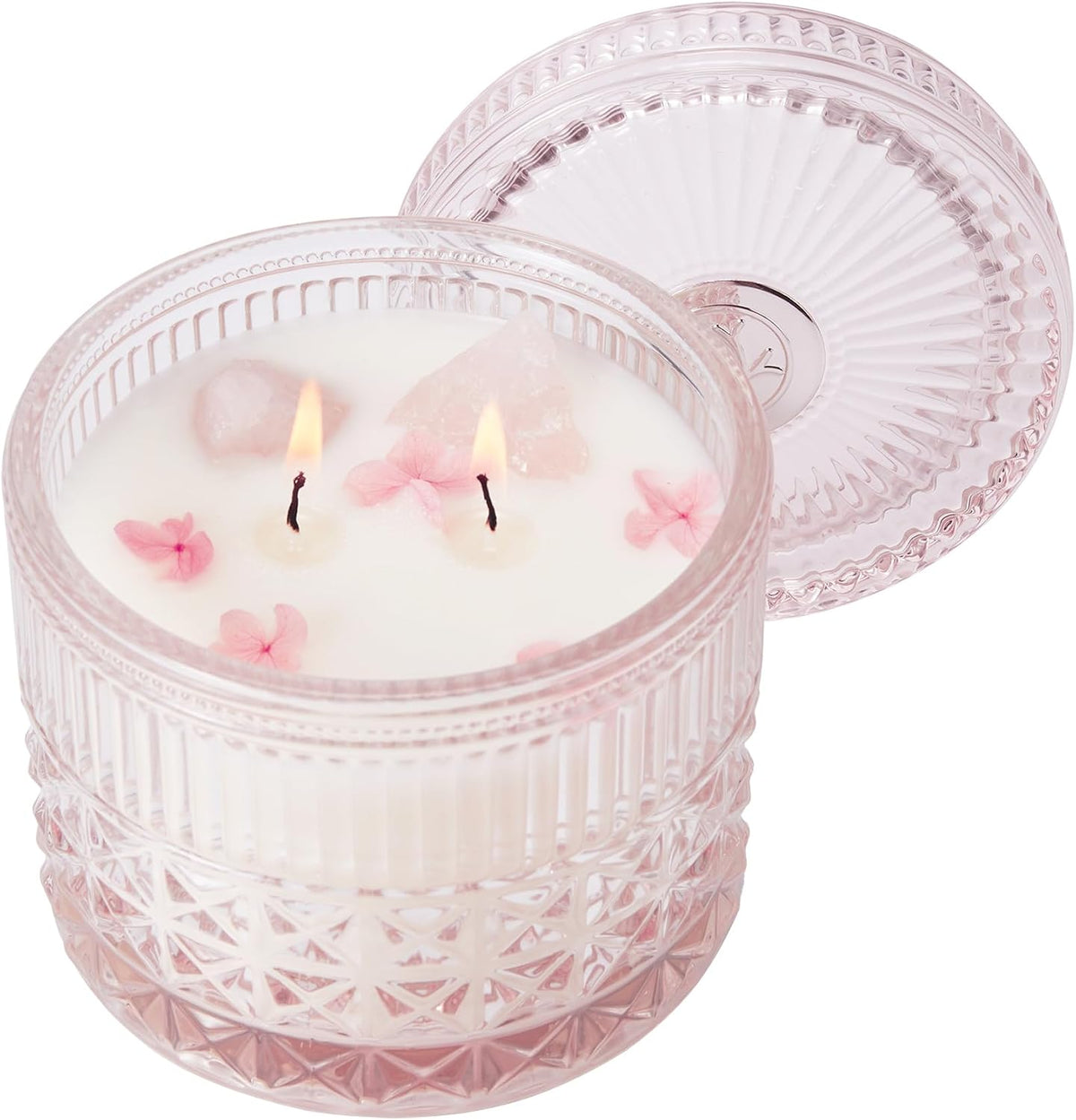 Chloefu LAN Orange & Bergamot Candle for Home Scented, Crystal Candles with Healing Stones, Gift for Women Men, Emotional Support, Encouragement and Affirmation, Highly Scented & Long Lasting, 14 oz