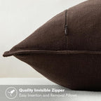 MIULEE Decorative Linen Pillow Covers 18x18 Inch Dark Brown Boho Farmhouse - Image 3