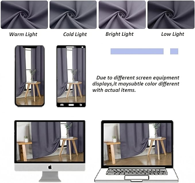 Simplebrand Greyish Purple Blackout Curtains - Image 8
