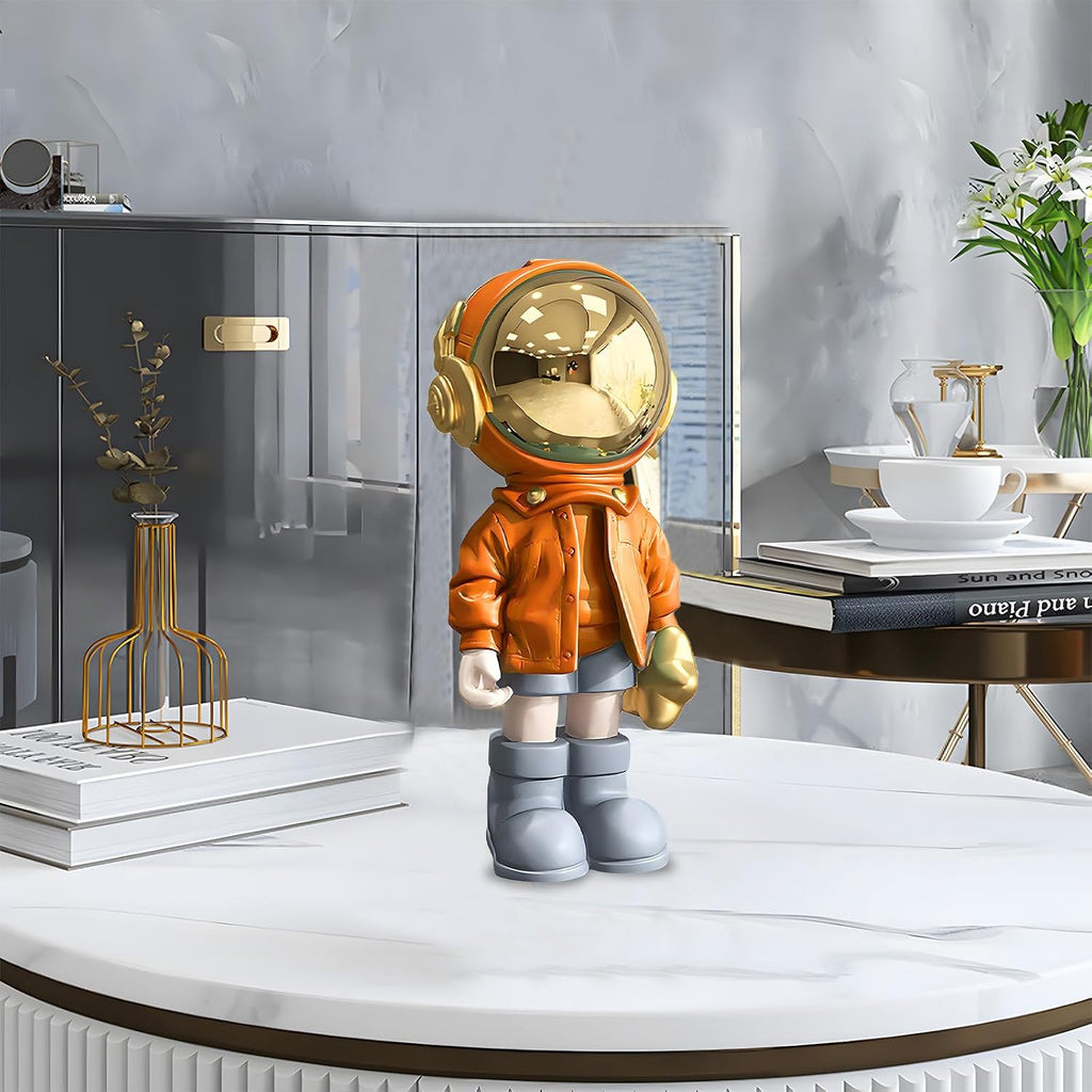 Dosker Astronaut Statue, Spaceman Sculpture Polyresin Figurine Orange