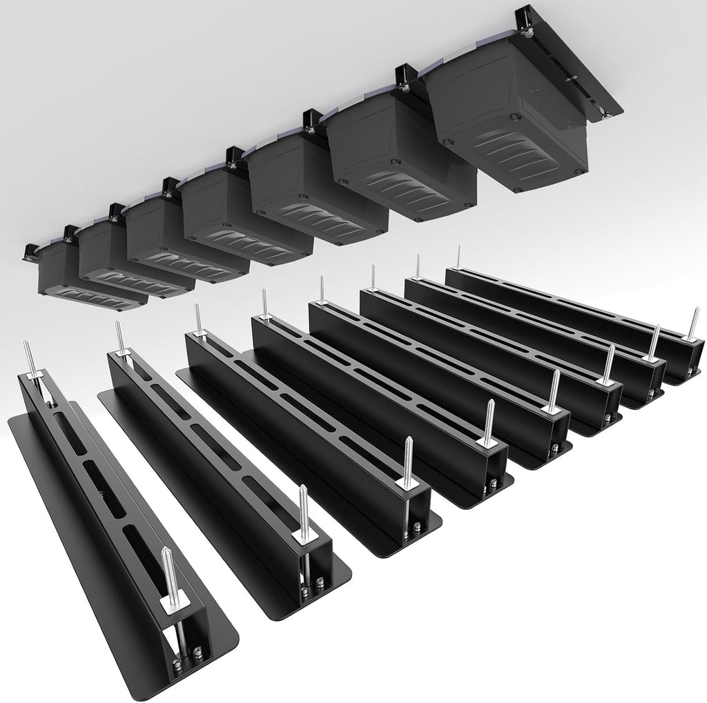 Heavy Duty Ceiling Storage Rack,Overhead Garage Storage Rack,Powder Coated Tote Storage Racks for Garages, Sheds, Storerooms (6 PCS, for 5 Bins)