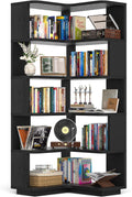 Armocity Corner Book Shelf, 6-Shelf L Shaped Corner Bookshelf with Baffle