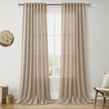 Sepia Beige Linen Curtains 102 Inches Long by Nanspring