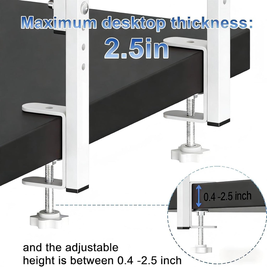 2 Tier Clamp on Desk Shelf (White)