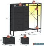 HIGDBFE 8-Drawer Dresser with Hanging Rack for Bedroom, Black, 11.8" D
