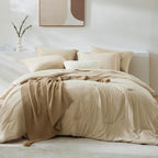Queen Comforter Set-7 Pieces Soft Prewashed Bed in a Bag Queen Bedding Sets