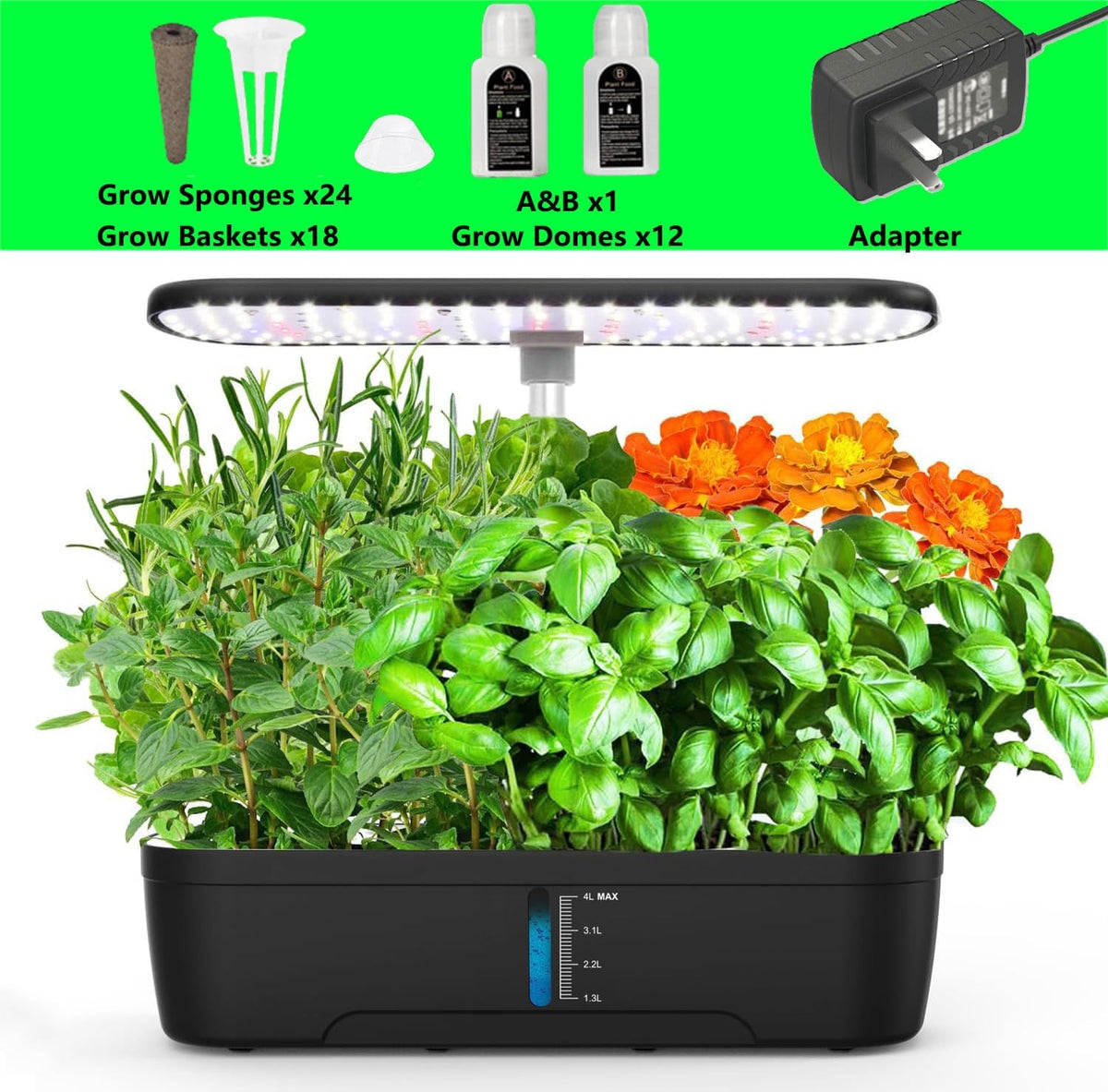 Hydroponics Growing System Kit 12 Pods Indoor Herb Garden with Grow Light