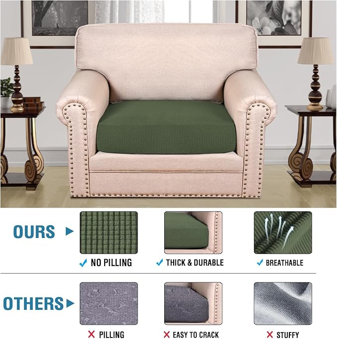 H.VERSAILTEX Super Stretch Individual Seat Cushion Covers Sofa Covers Couch - Image 2
